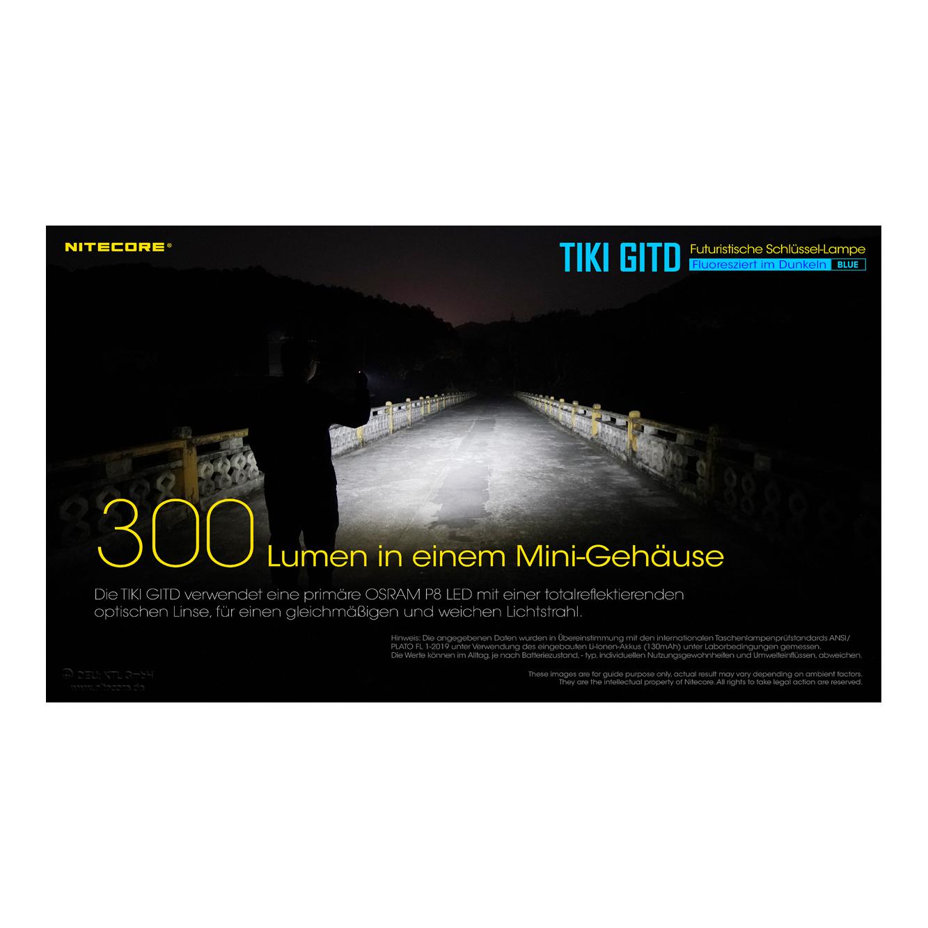 Nitecore TIKI Glow in the Dark blauleuchtend
