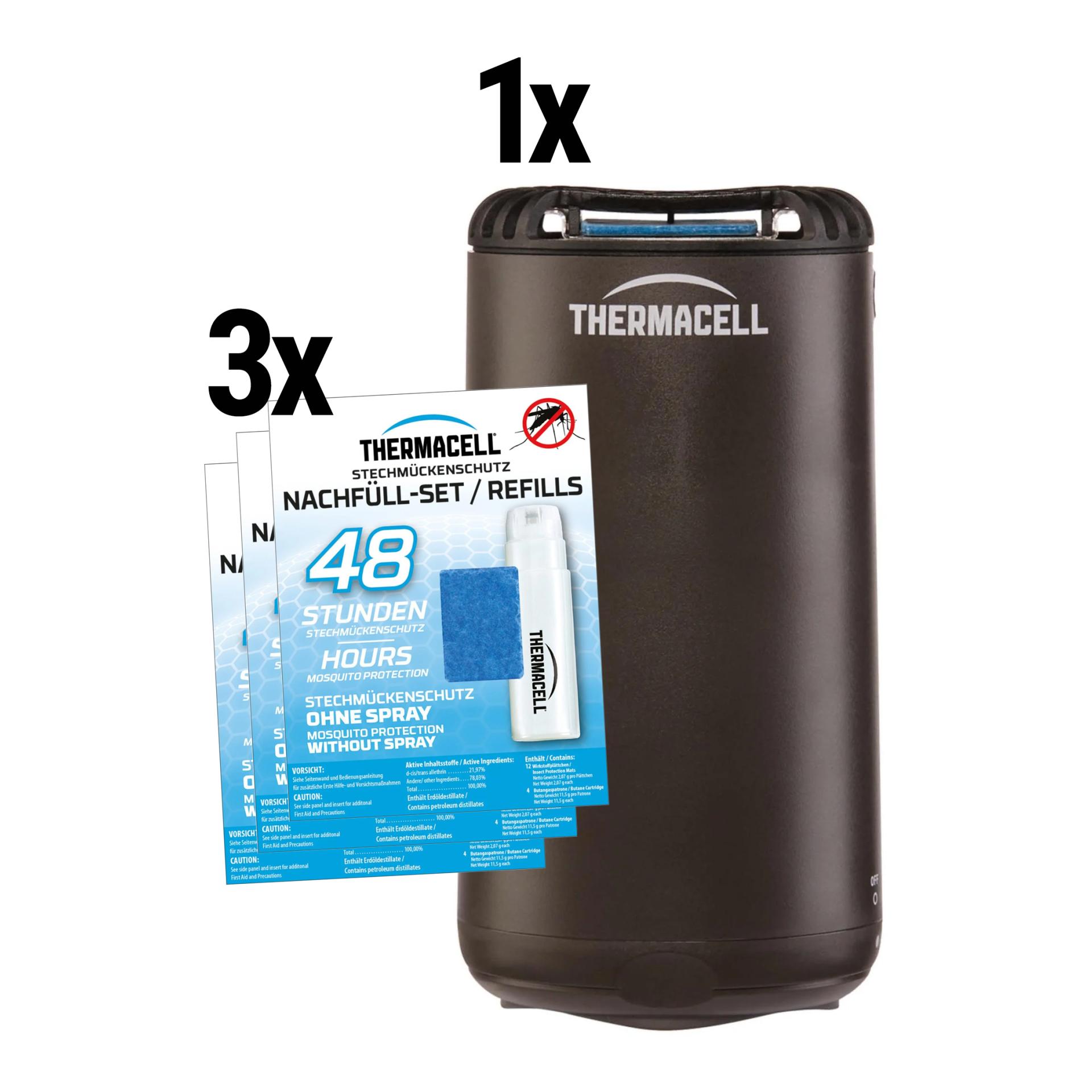 Thermacell Mückenschutz Set: HALOmini Schwarz + Nachfüllpack 120Std