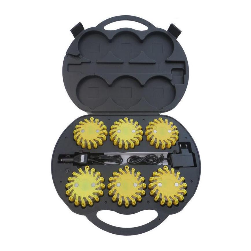 YONC Flash/signal d’avertissement LED – jaune – coffret 6x batteries
