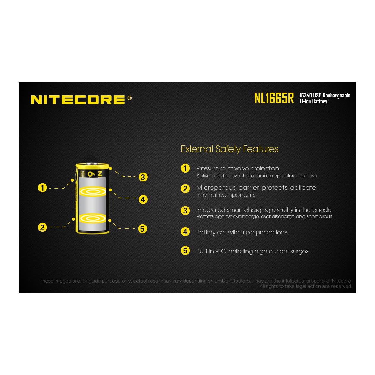 Nitecore 16340 USB Akk 650mAh NL1665R