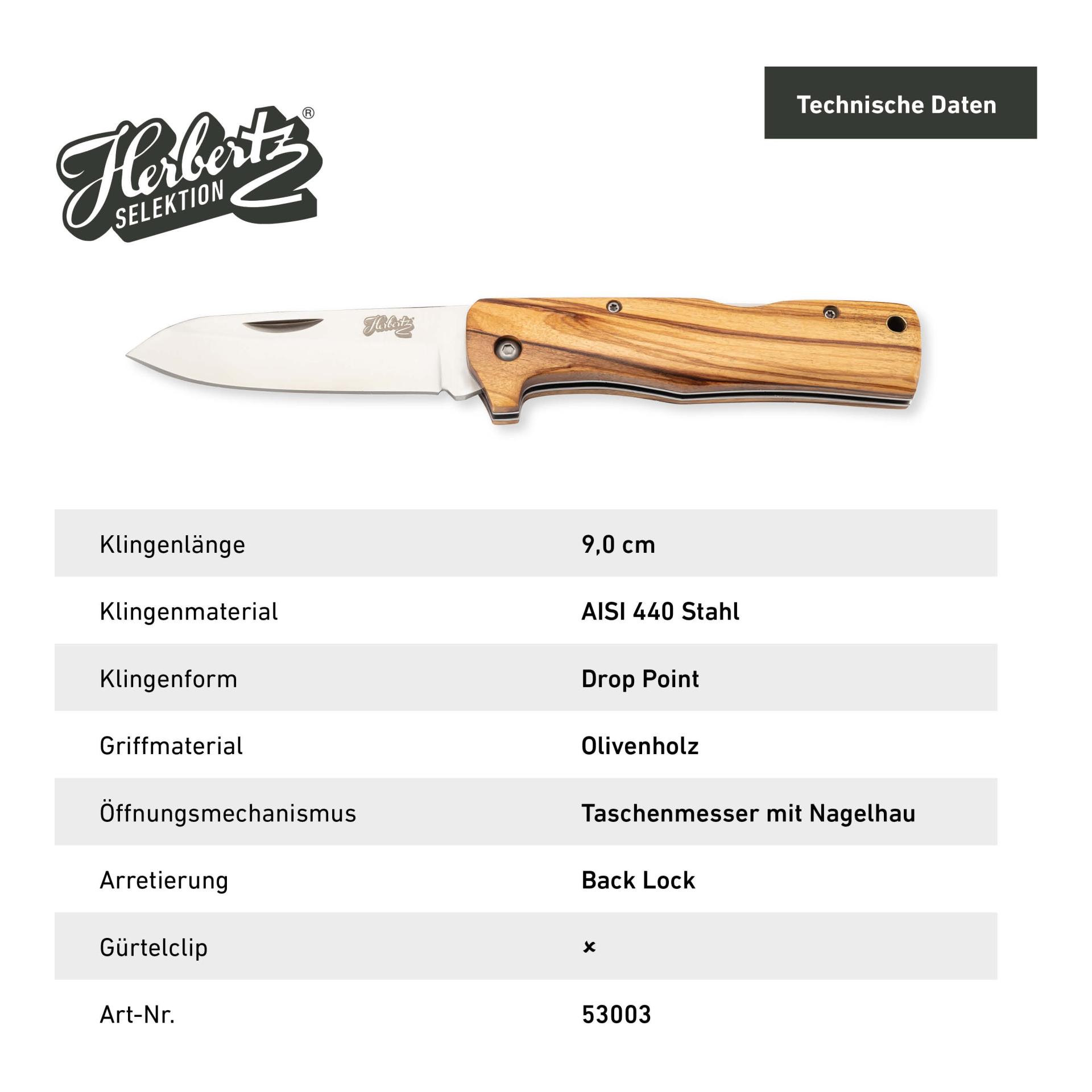 Herbertz Selektion Taschenmesser Olivenholz