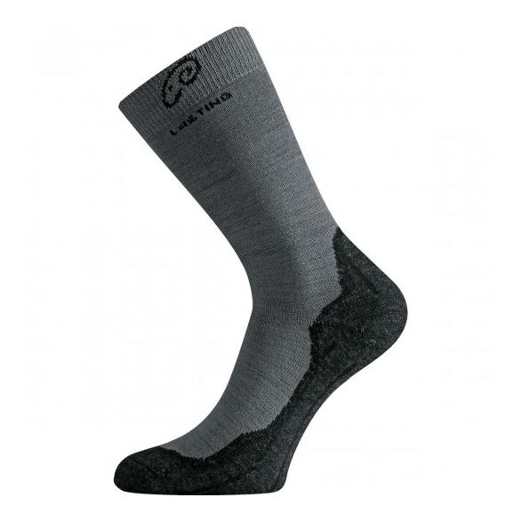 Lasting Chaussettes de trekking WHI en laine mérinos unisexe - gris-noir