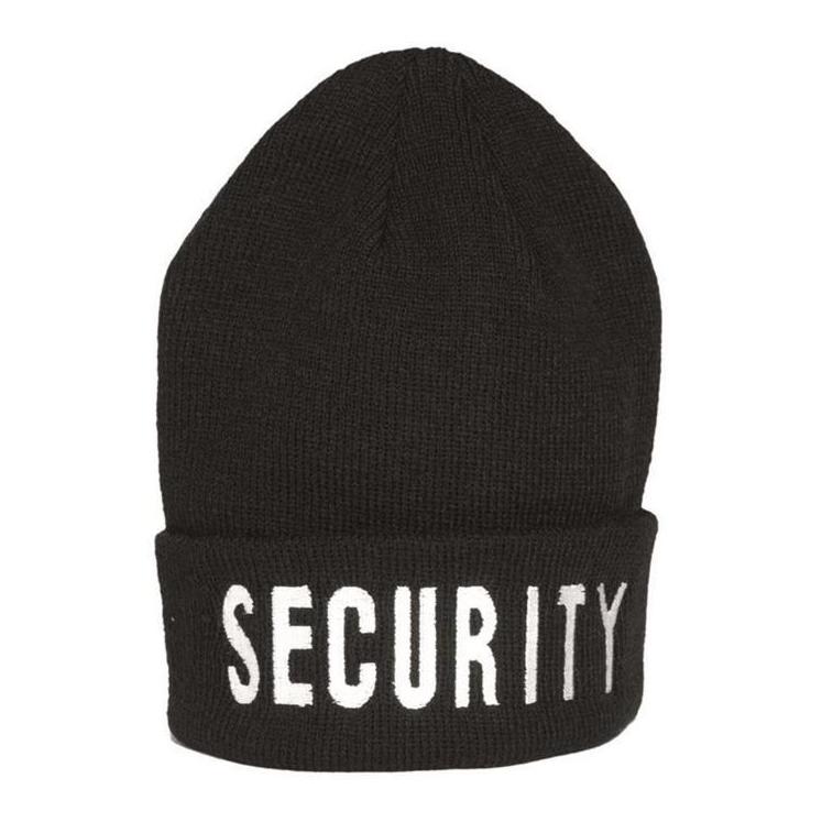 MIL-TEC Bonnet tricoté avec revers sécurité – noir
