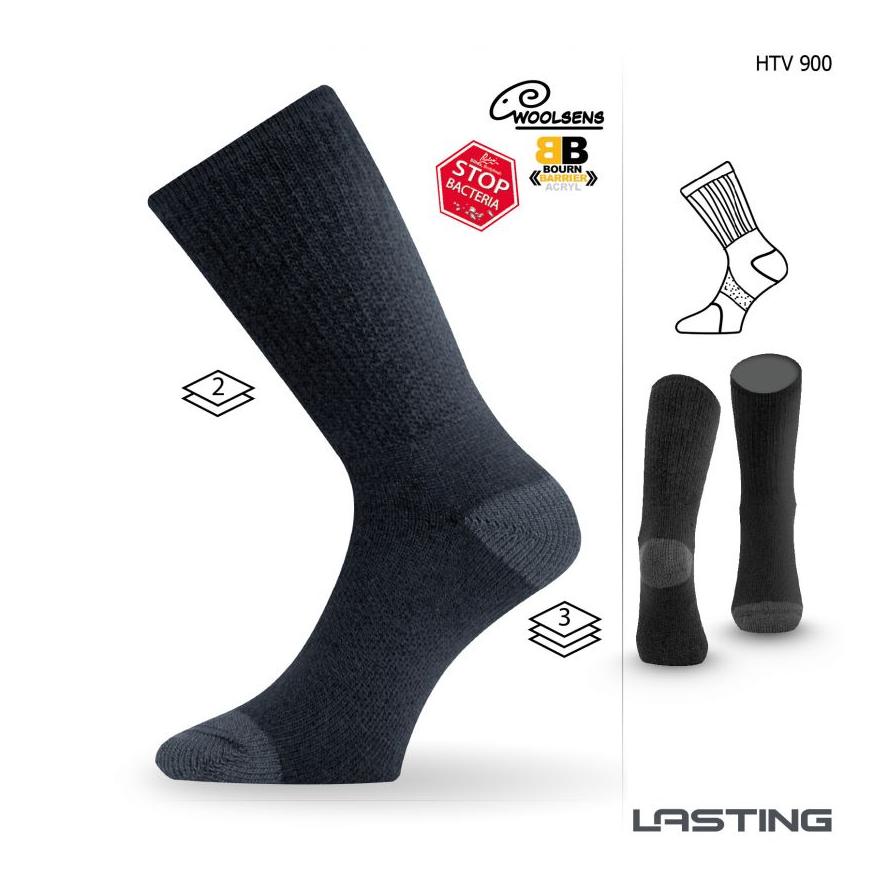 Lasting HTV Merinowolle Trekking-Socken - schwarz