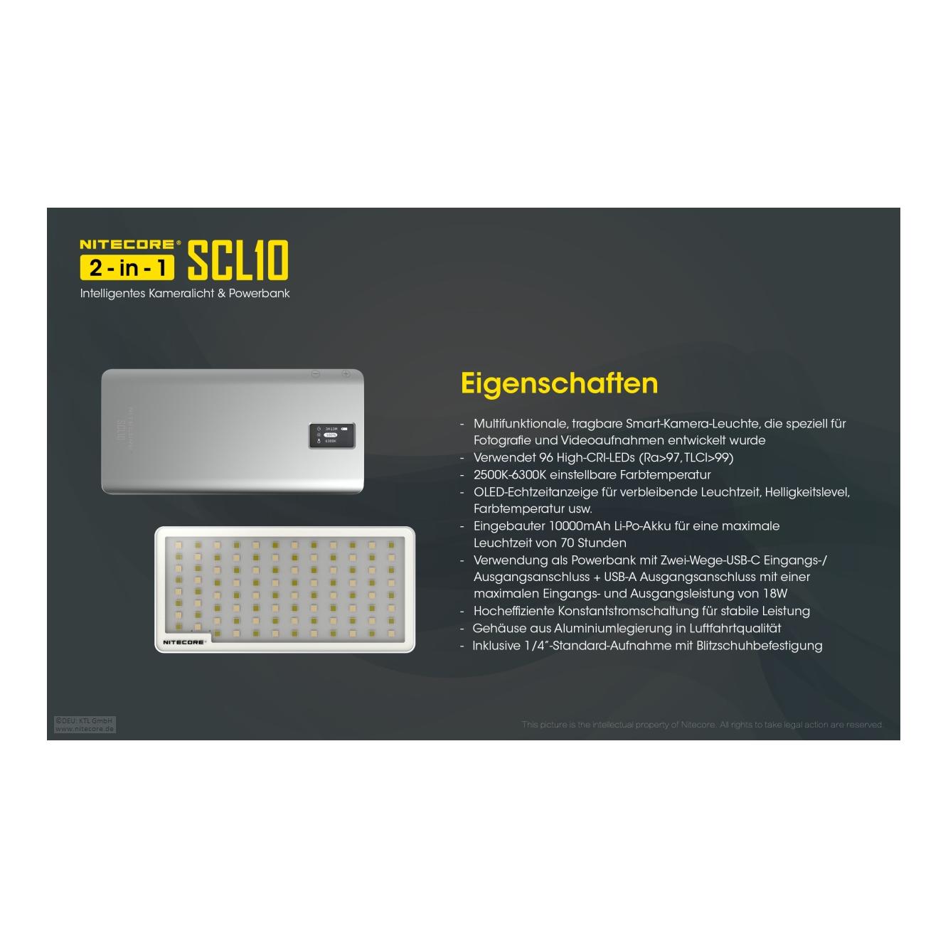 Nitecore SCL10 Kameralicht inkl Powerbank