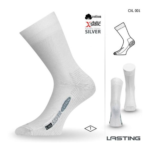 Lasting Chaussettes de trekking en coton avec fibres d'argent CXL - blanc