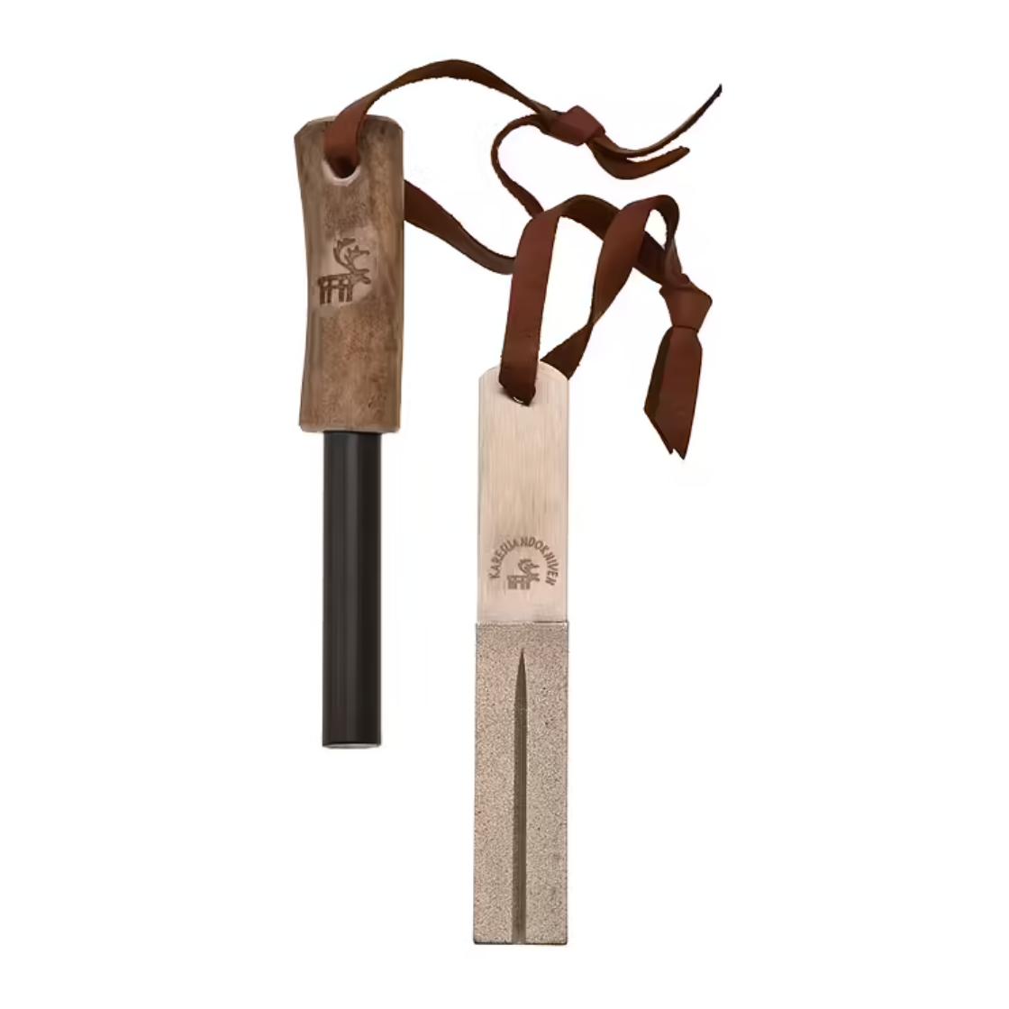 Karesuando Survival  - Jagdmesser mit Diamantschleifstein, Feuerstahl und Lederscheide