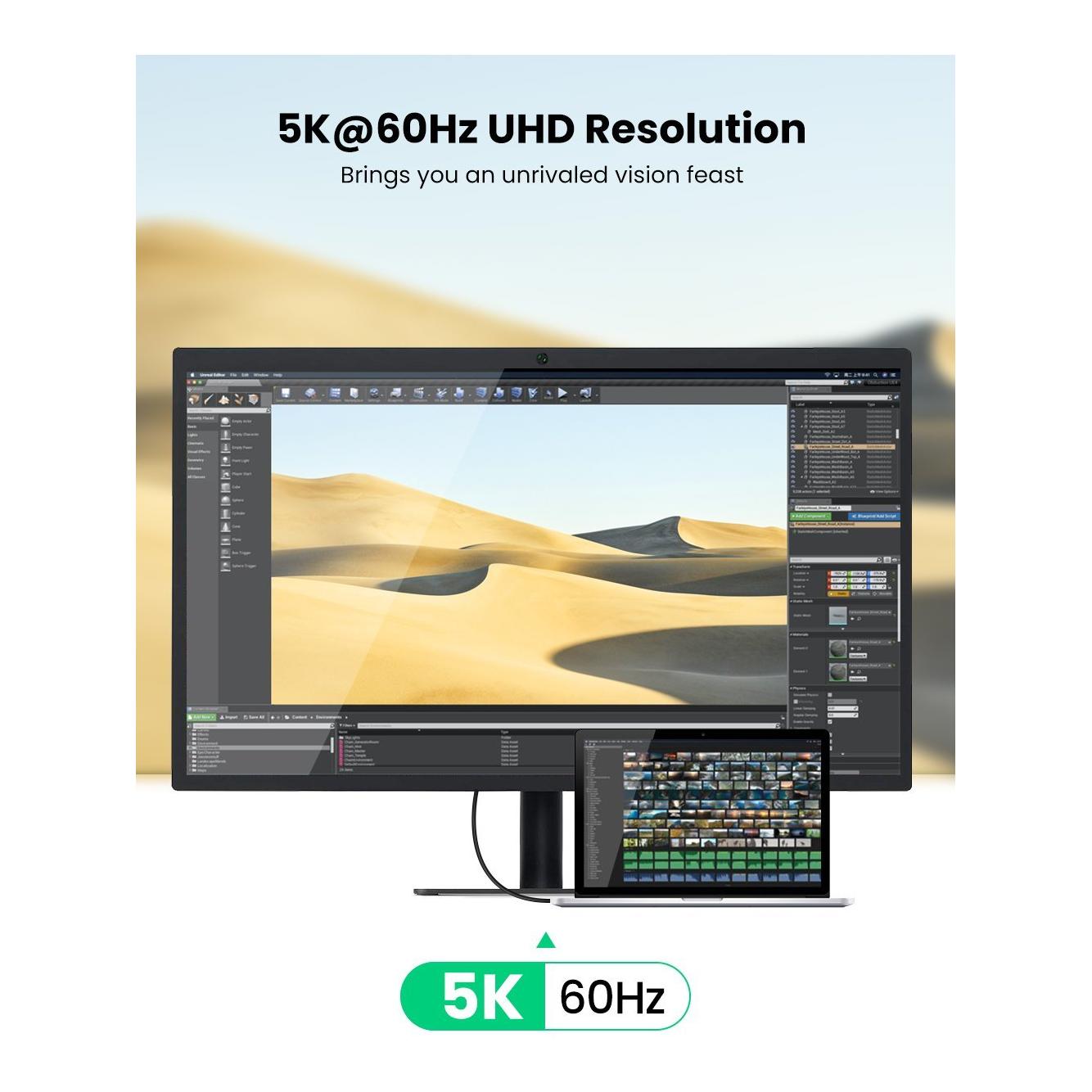 Ugreen Câble Thunderbolt 3 USB-C (40 Gbps, 100 W, 5 A) – noir