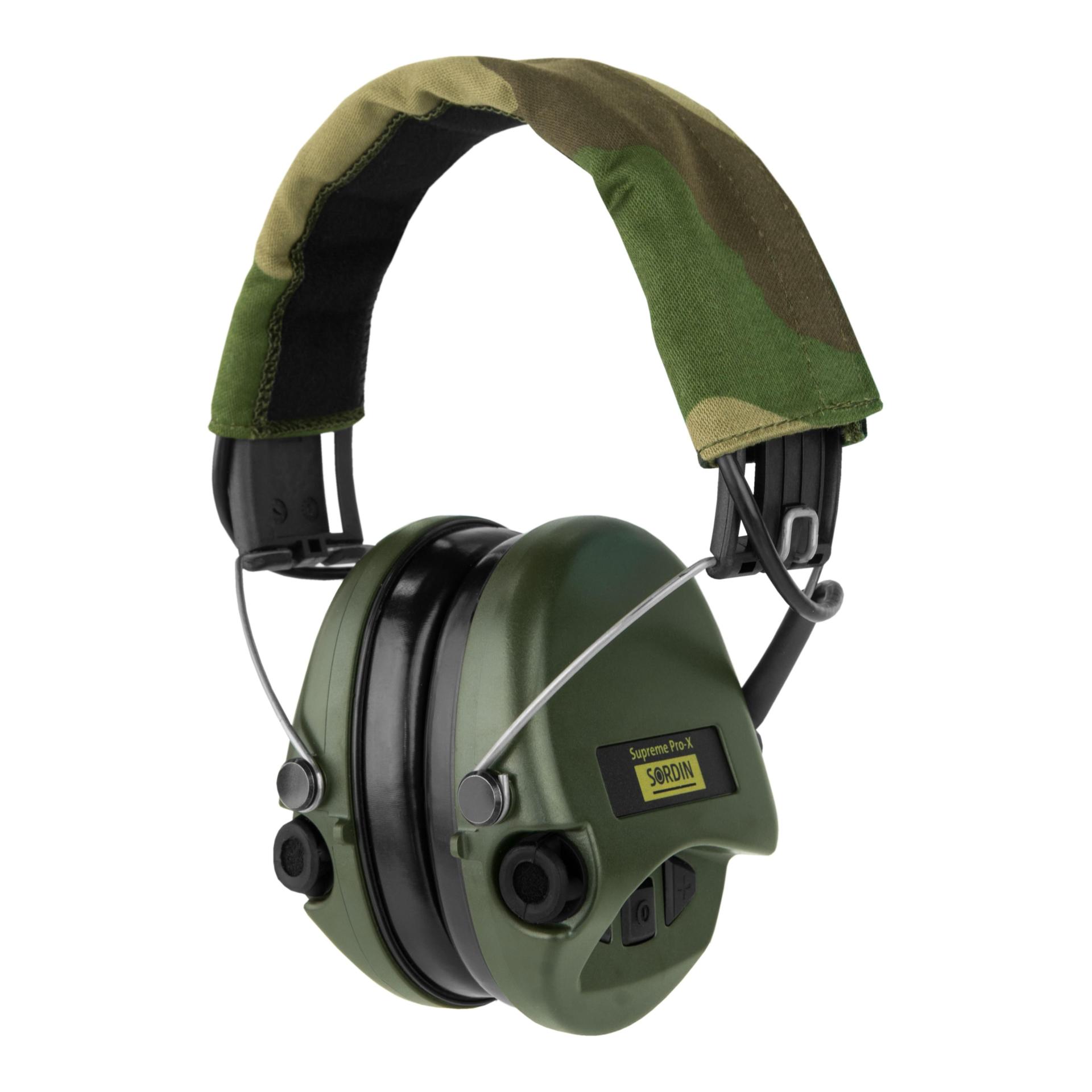 Sordin Supreme Pro X avec serre-tête camo et coussinet de mousse – capsules vertes