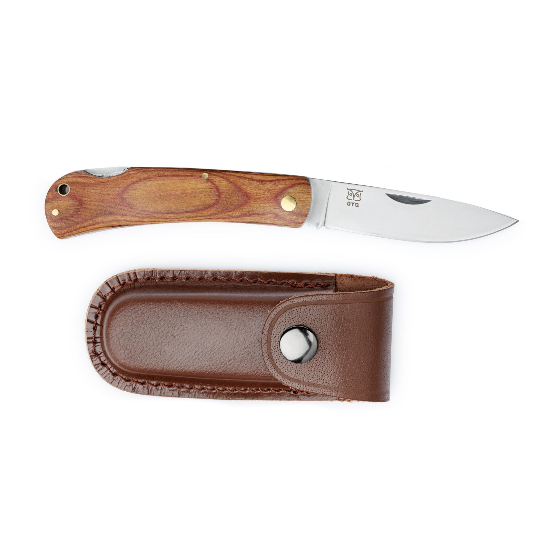 Øyo MARKA - Couteau pliant de chasse/de plein air pliable avec étui en cuir