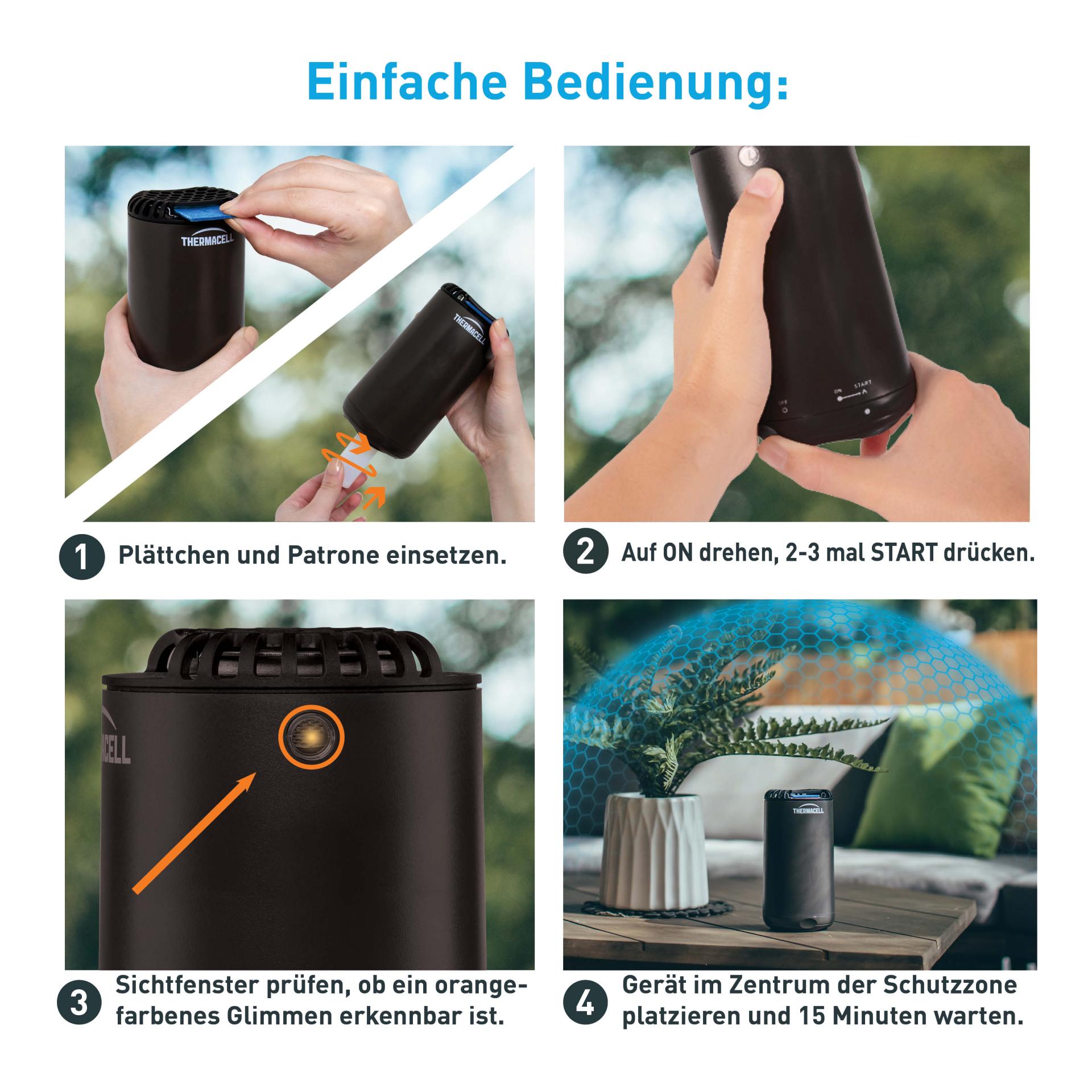 Thermacell Mückenschutz Set: HALOmini Schwarz + Nachfüllpack 120Std