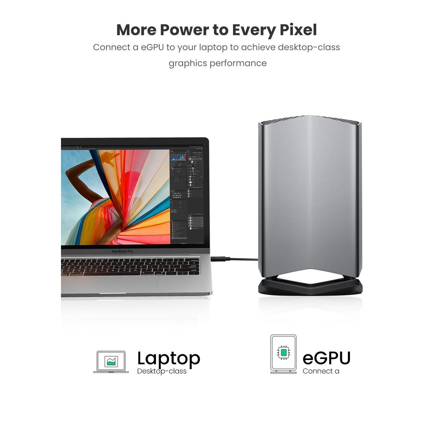 Ugreen Câble Thunderbolt 3 USB-C (40 Gbps, 100 W, 5 A) – noir