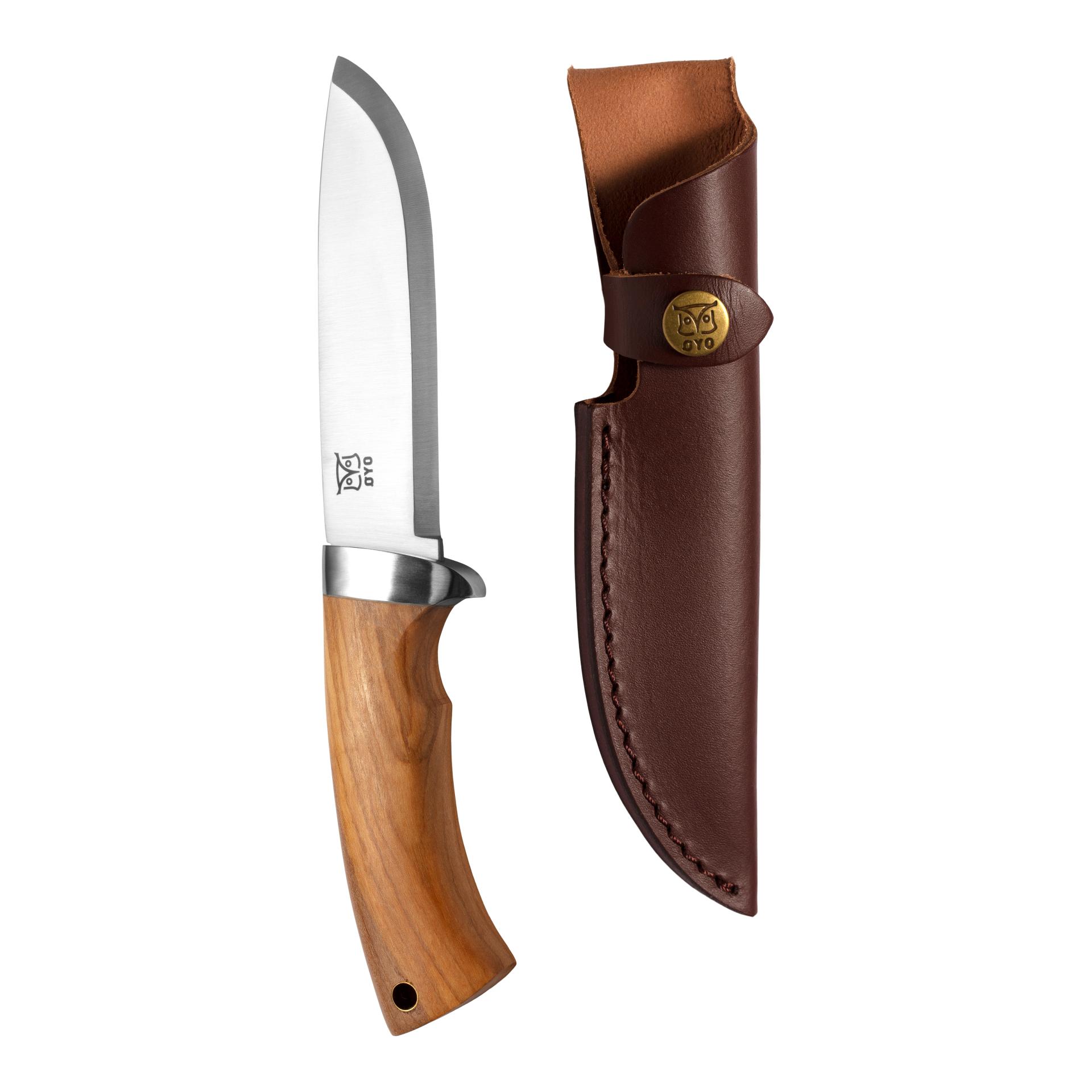 Øyo RONDANE JUNIOR - Couteau de chasse/de plein air avec étui de protection en cuir