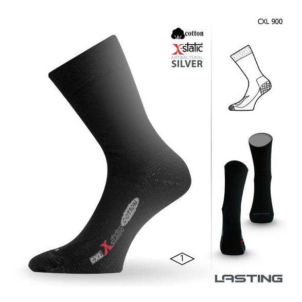 Lasting CXL Trekking-Socken Baumwolle mit Silberfaser - schwarz