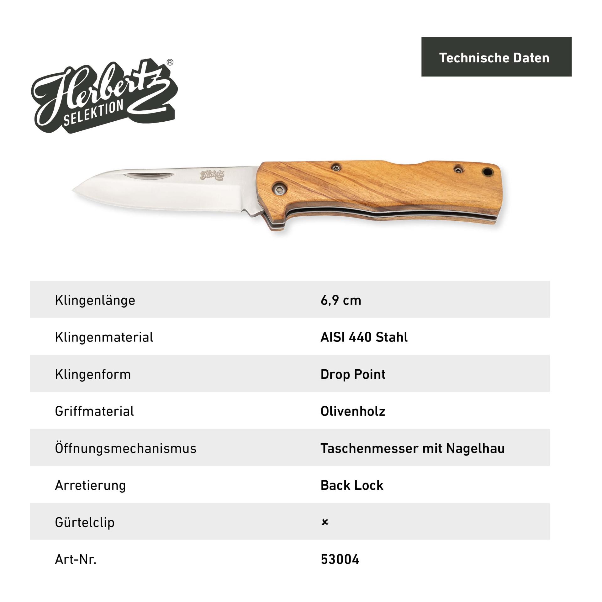 Herbertz Selektion Taschenmesser Olivenholz