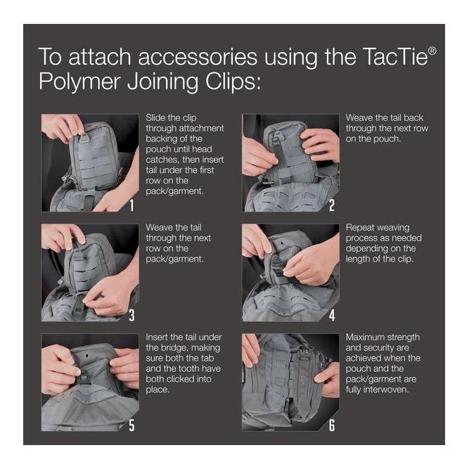 TacTie PJC3 Befestigungsband (6er Pack) - Grau