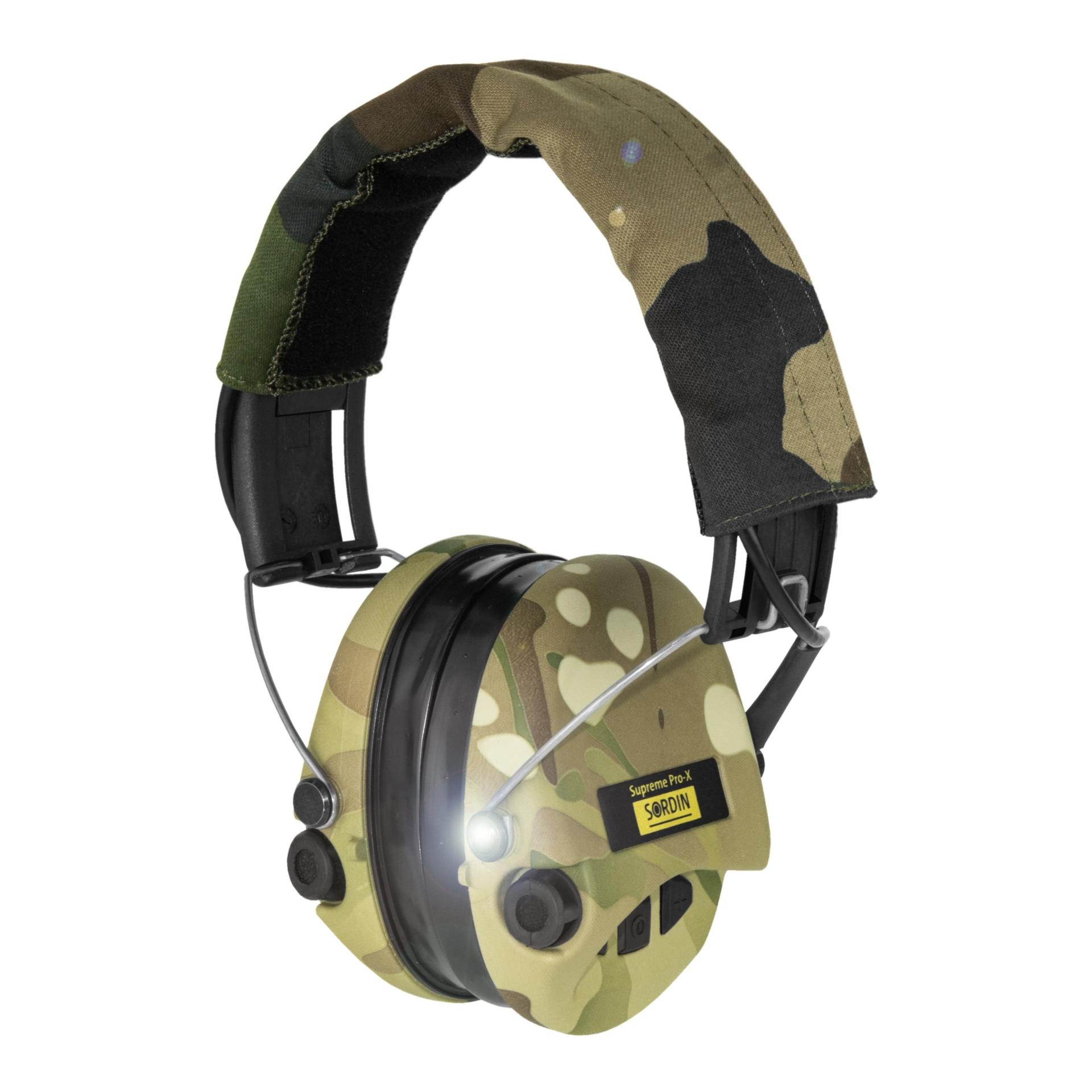 Sordin Supreme Pro X LED avec bande camo et coussinet de gel – capsules camo