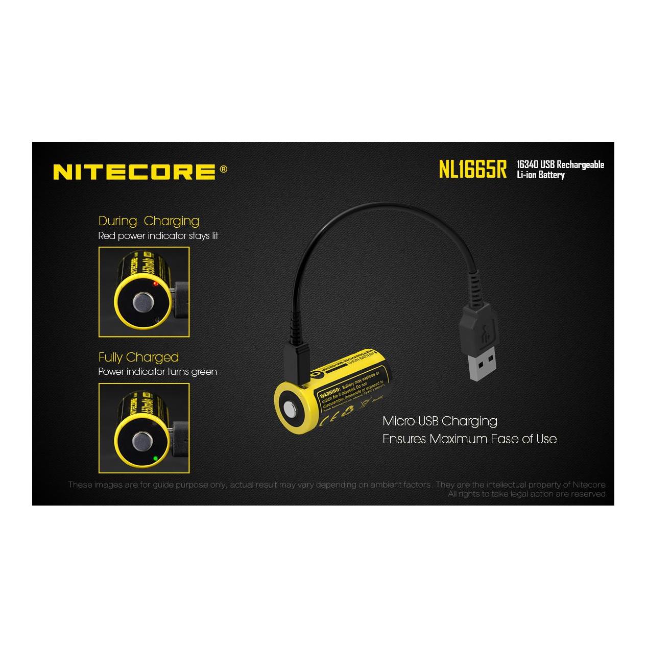 Nitecore 16340 USB Akk 650mAh NL1665R