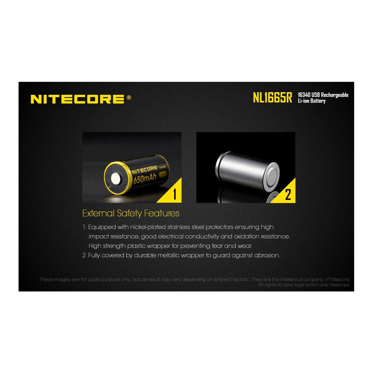 Nitecore 16340 USB Akk 650mAh NL1665R