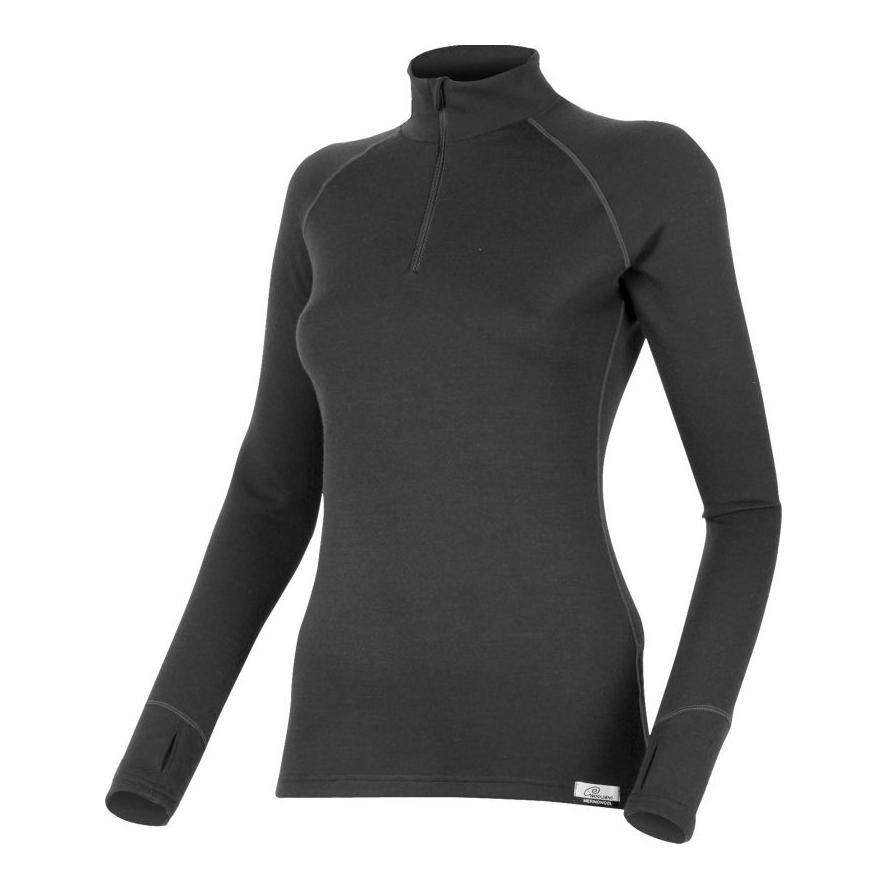 Lasting Sweatshirt mérinos femmes zip 1/4 LAURA, 260gr - noir